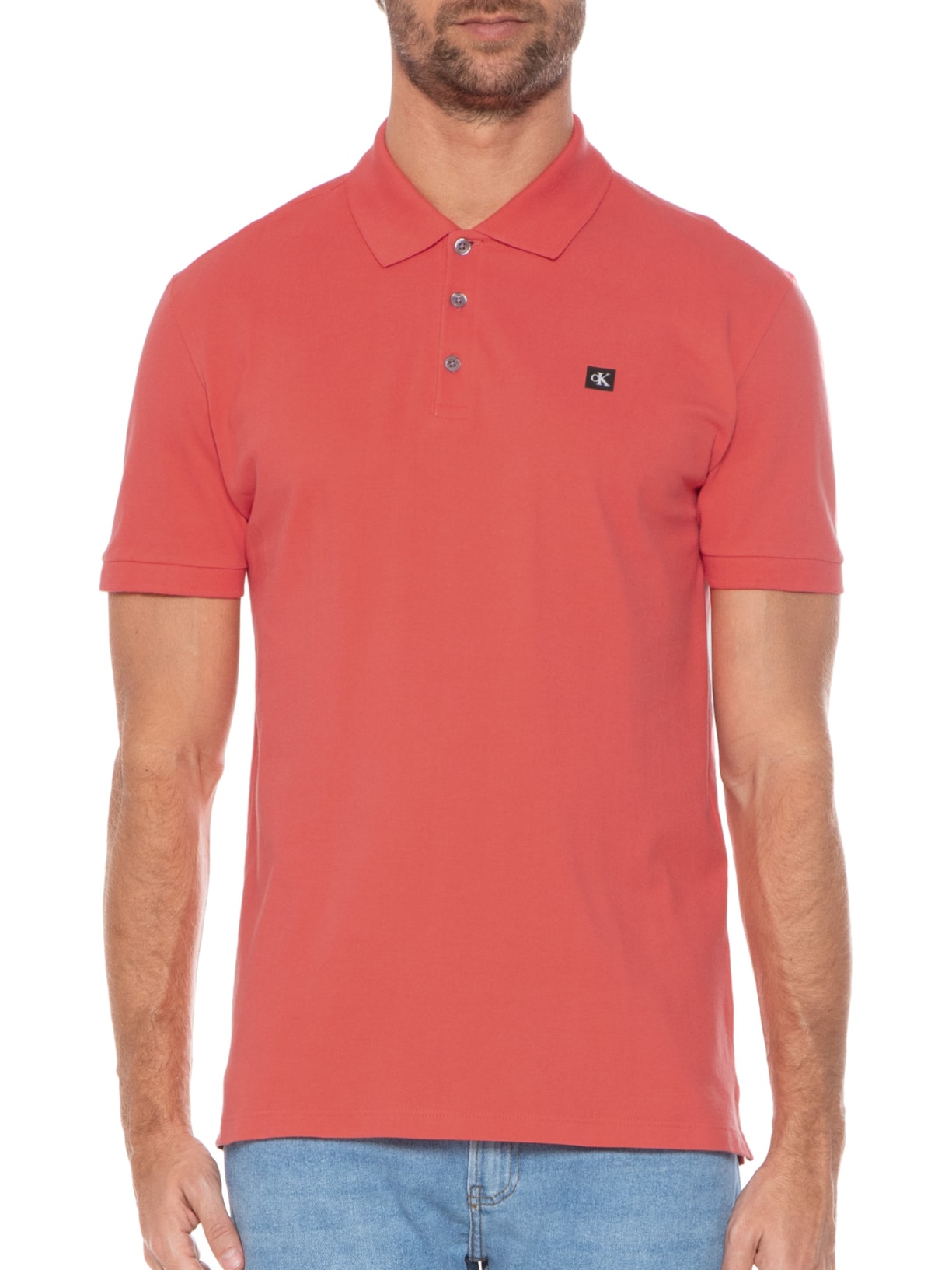 Polo Masculino Manga Curta Premium Vermelho Calvin Klein Jeans