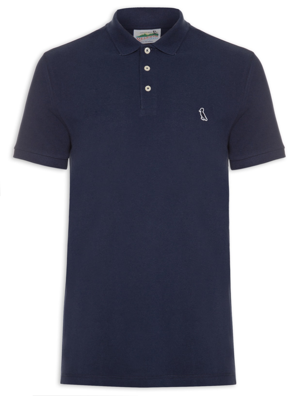 Polo Masculino Patch Jeans - Azul