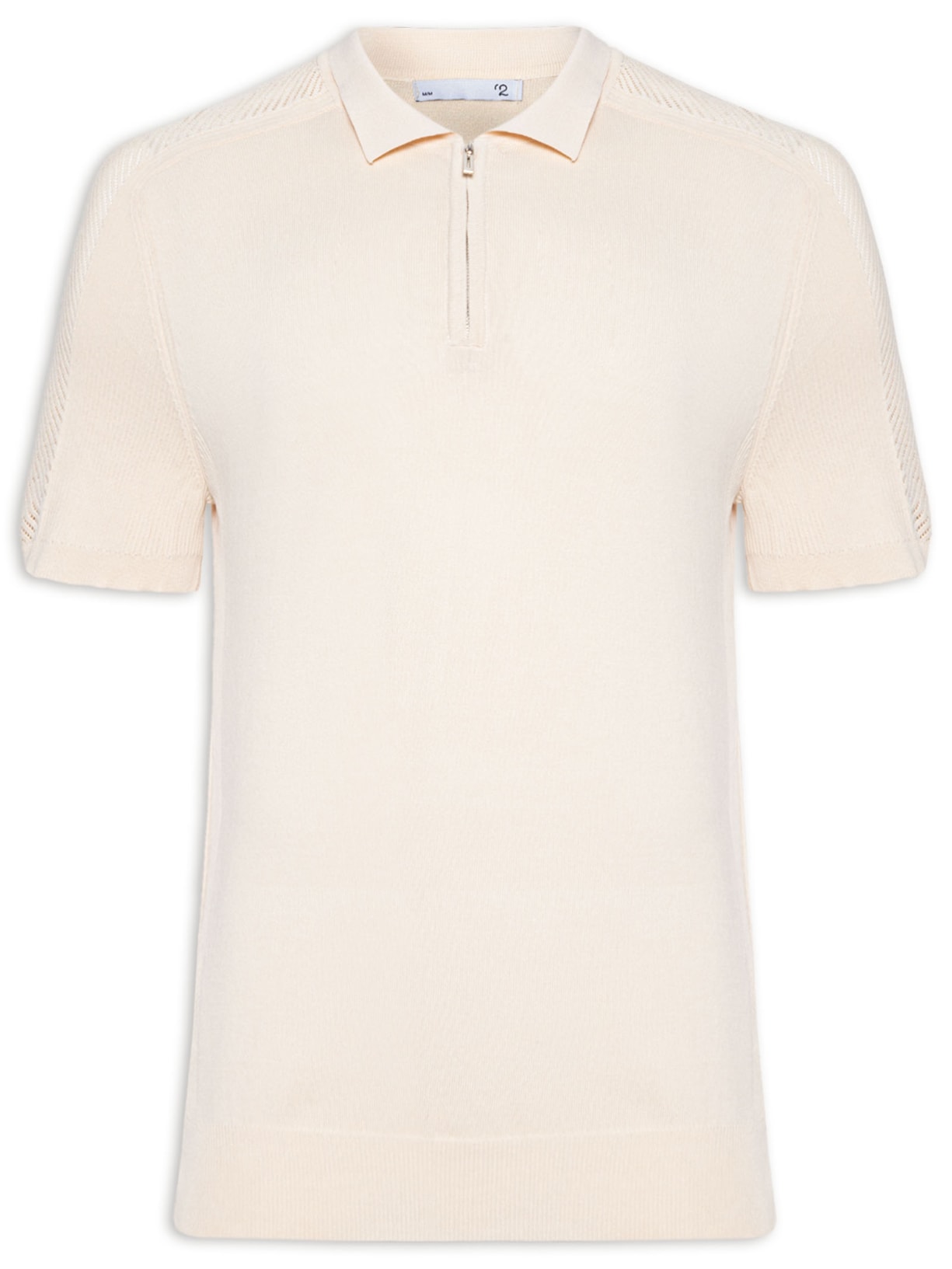 Polo Masculino Tricot Com Meio Zíper - Bege