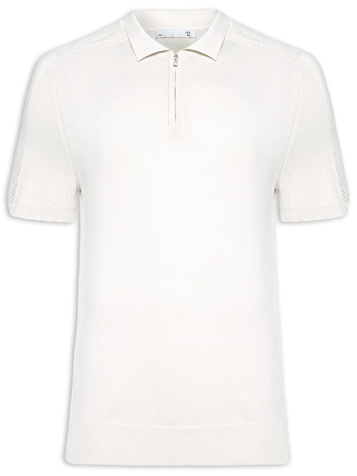 Polo Masculino Tricot Com Meio Zíper - Off White