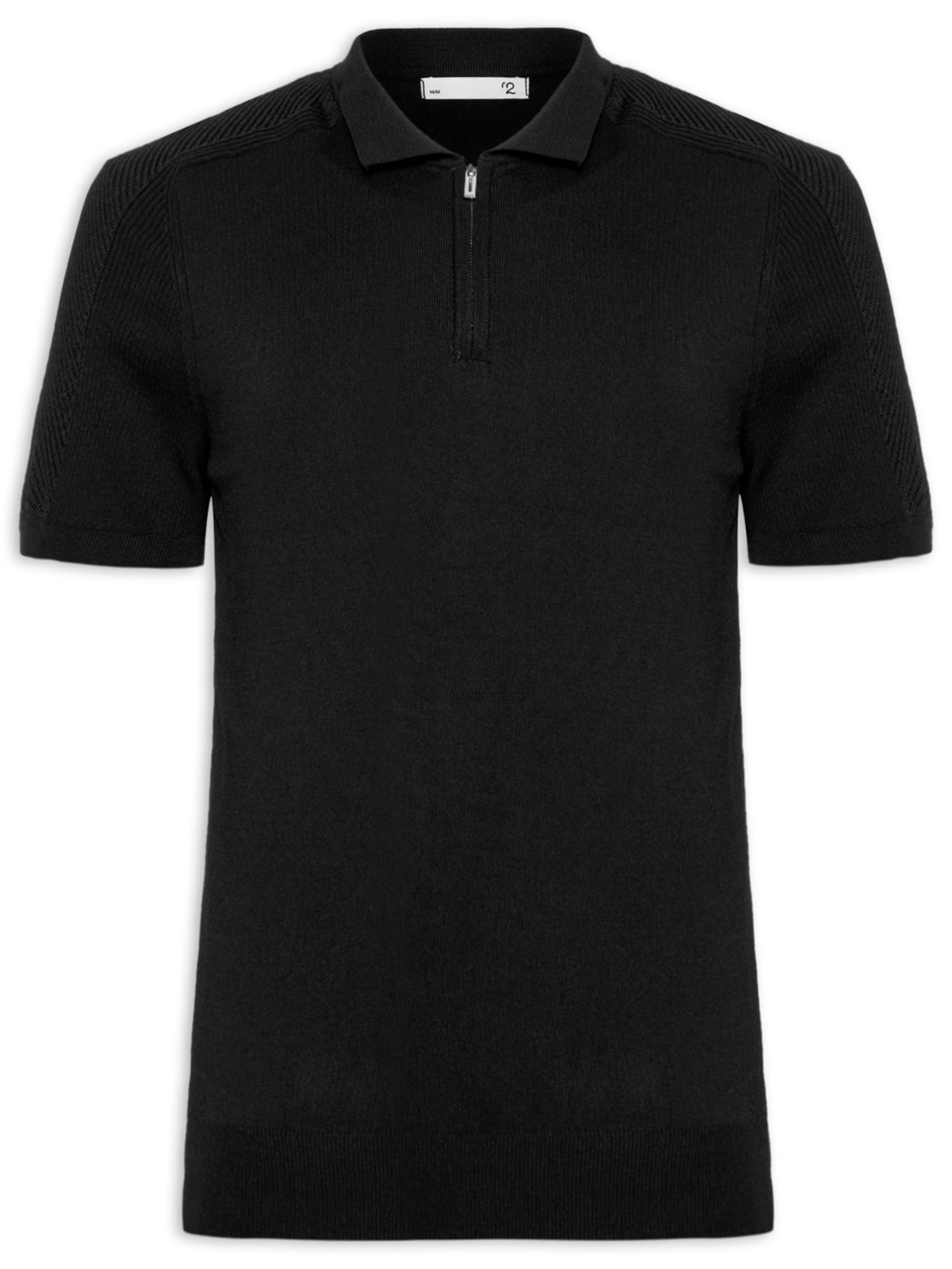 Polo Masculino Tricot Com Meio Zíper - Preto