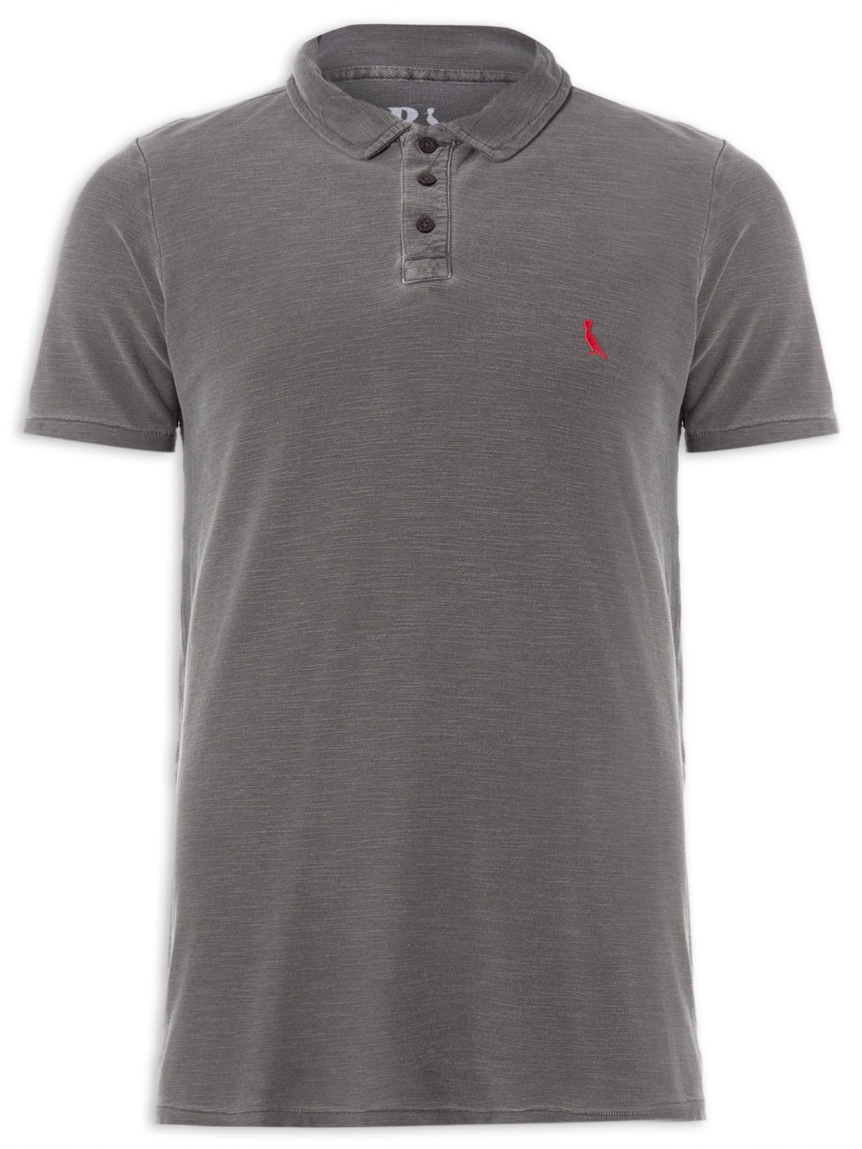 Polo Piquet Flame Manga Curta - Cinza