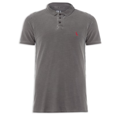 Polo Piquet Flame Manga Curta - Cinza