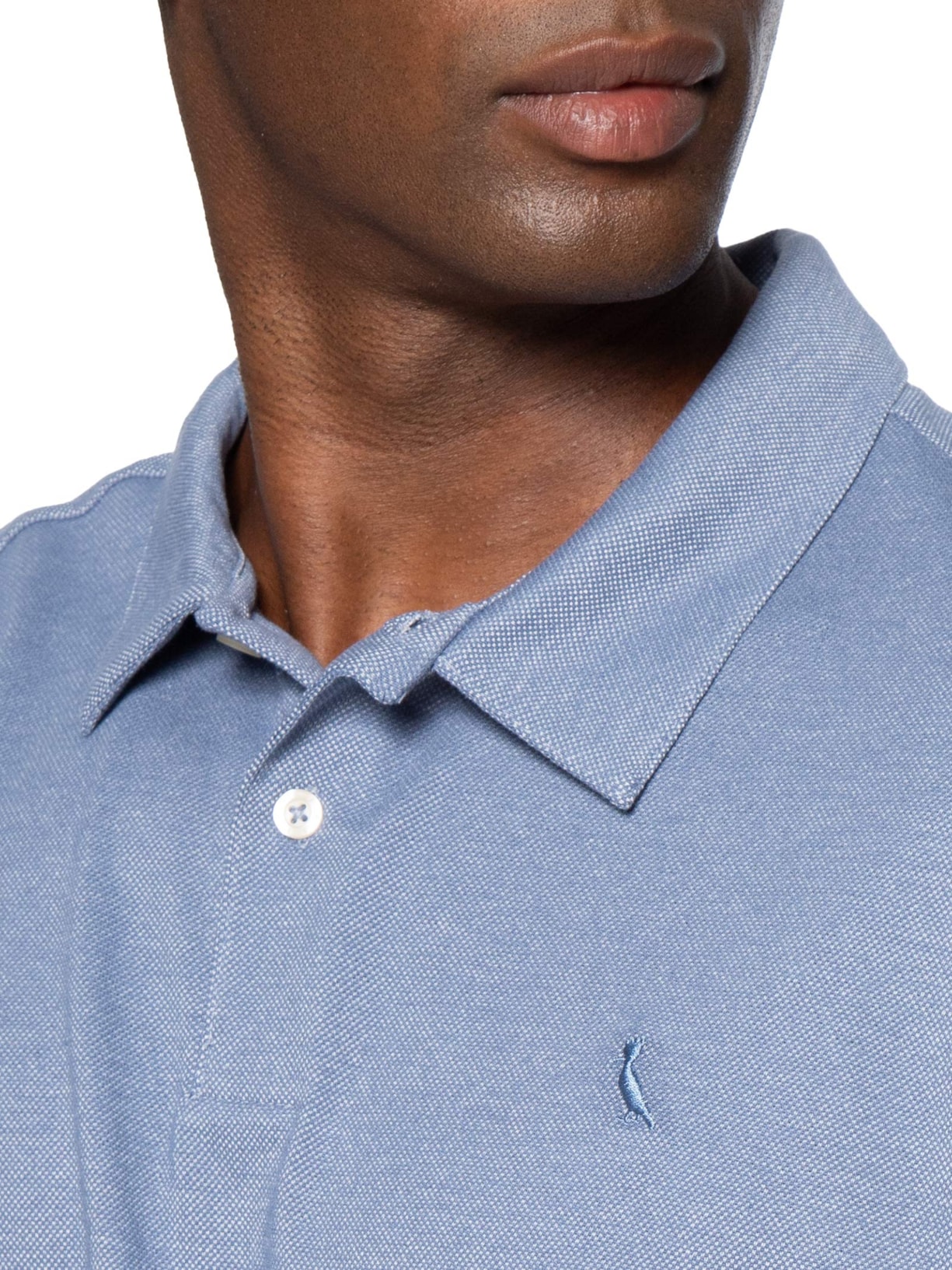 Polo Piquet Masculina Denim Azul Reserva