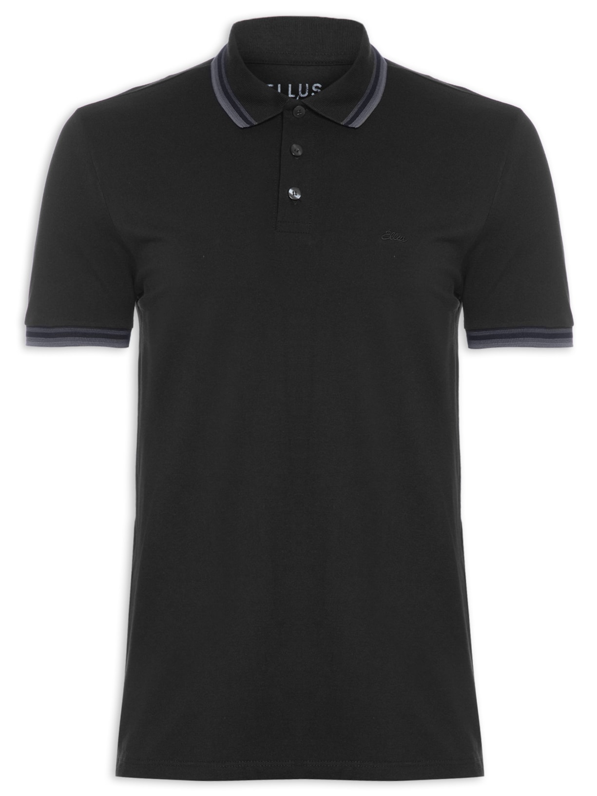 Polo Piquet Masculina Ellus Triple Short Classic Mc Ellus Preto