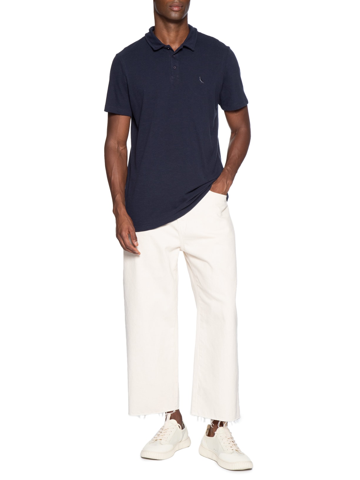 Polo Piquet Masculina Manga Curta Azul Reserva