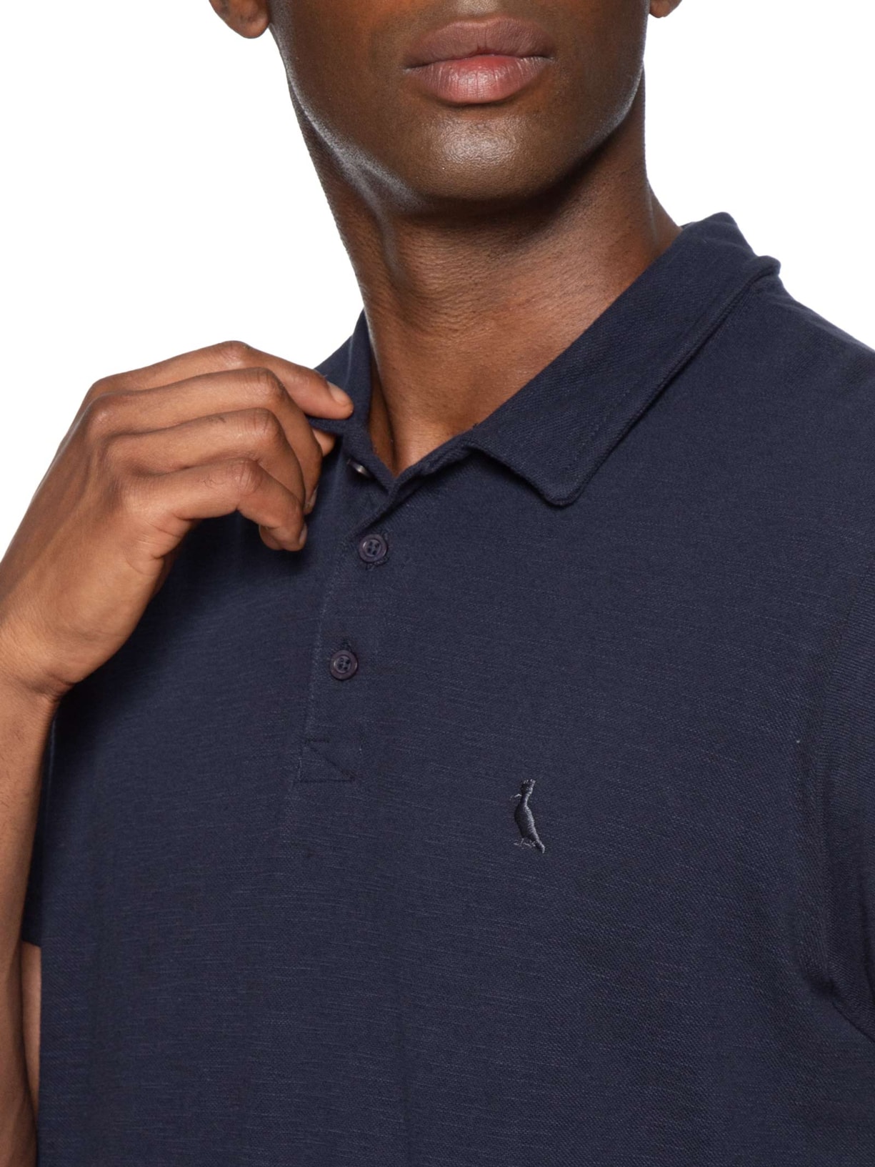 Polo Piquet Masculina Manga Curta Azul Reserva