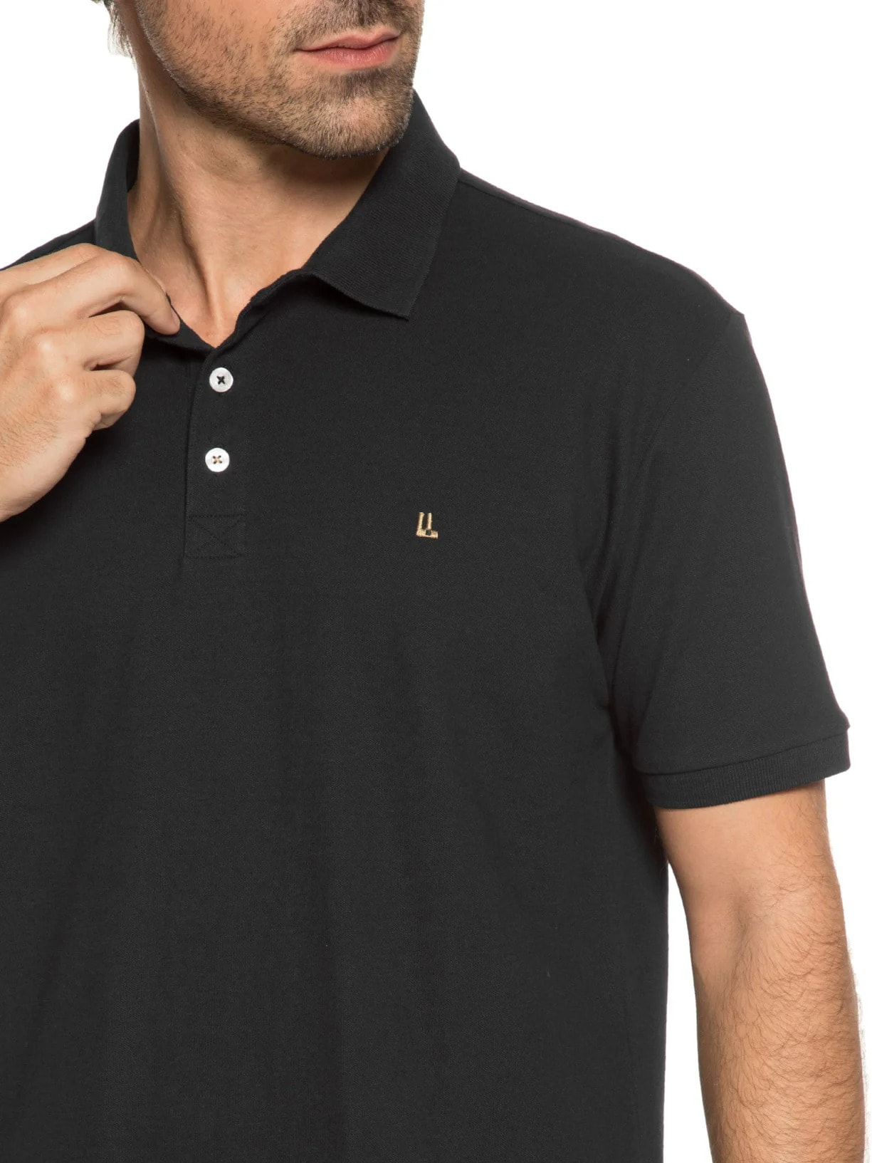 Polo Piquet Pima Continua Preto Foxton