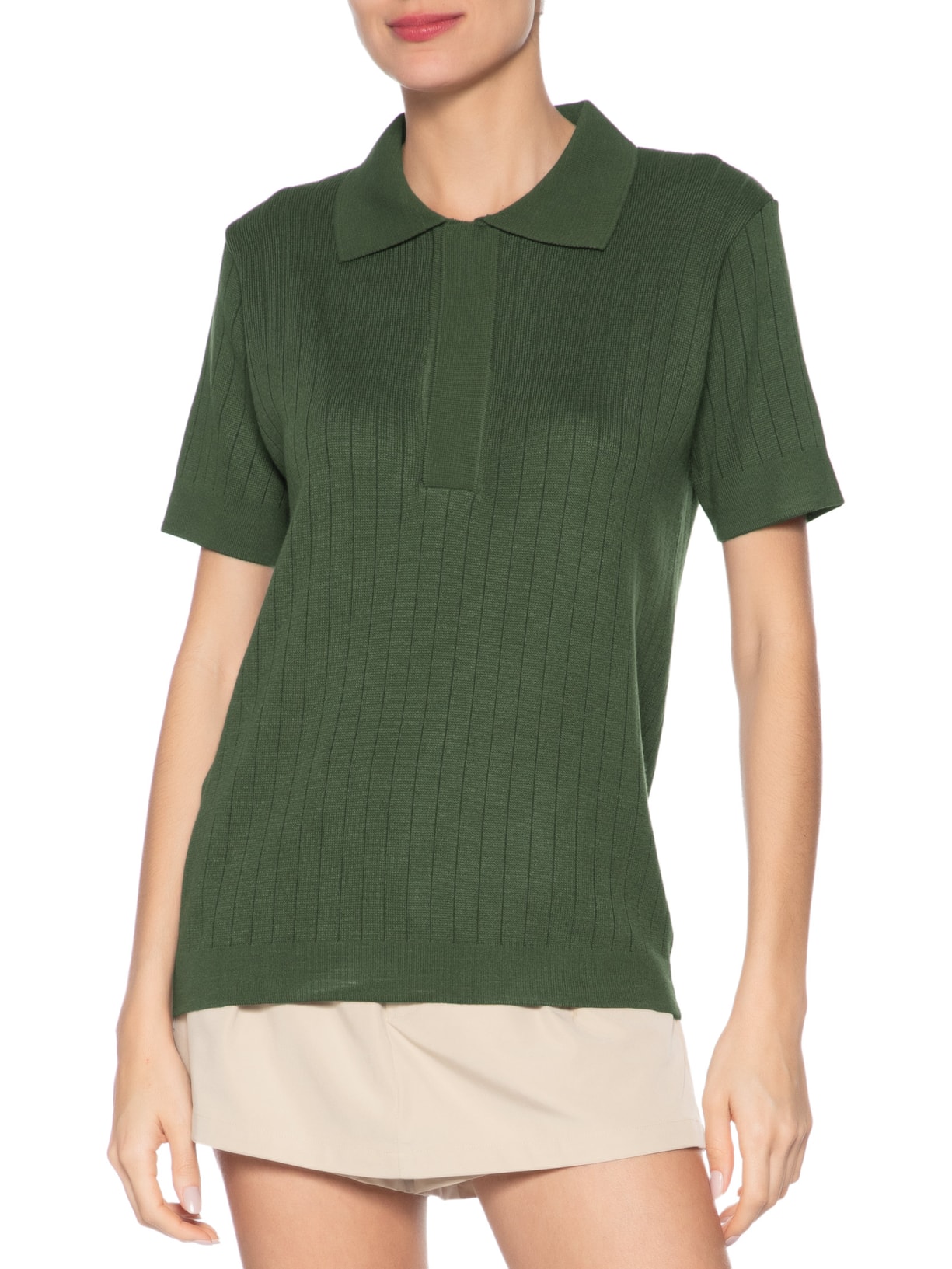 Polo Unissex Tricot Canelada Verde Misci