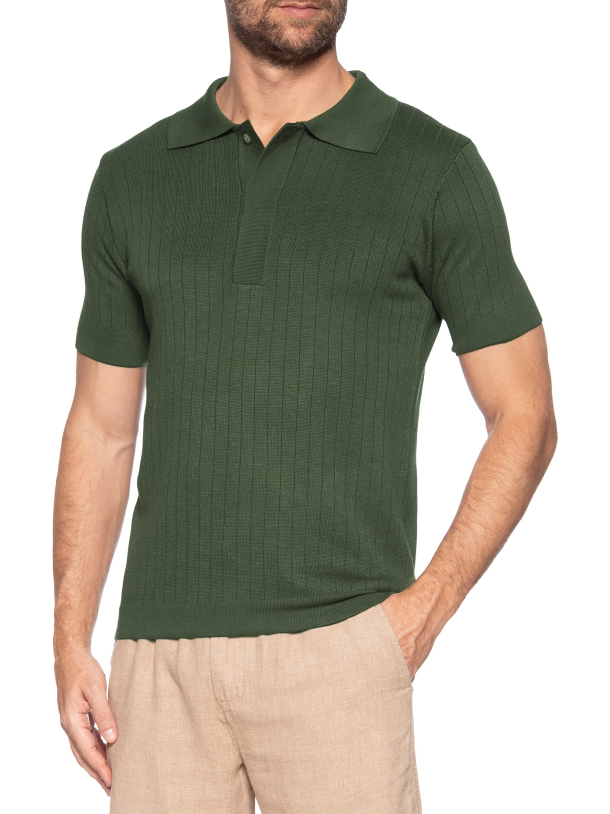 Polo Unissex Tricot Canelada Verde Misci