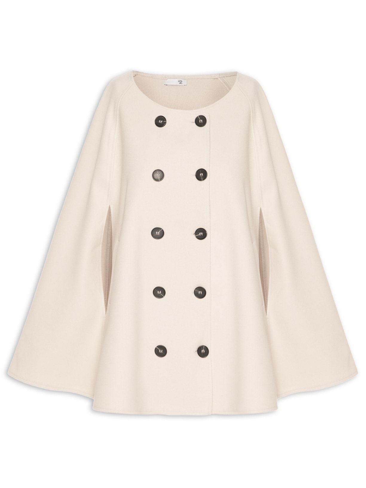 Poncho Feminino Amplo Com Botões Frontais - Bege