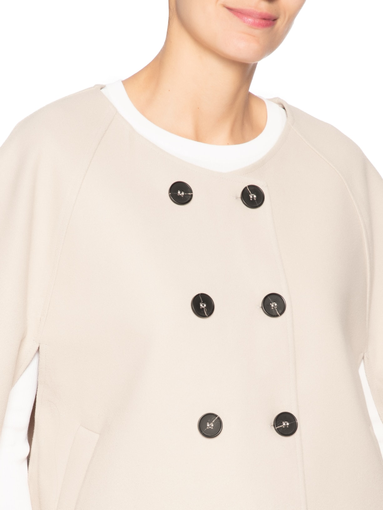 Poncho Feminino Amplo Com Botões Frontais Bege '2Essential