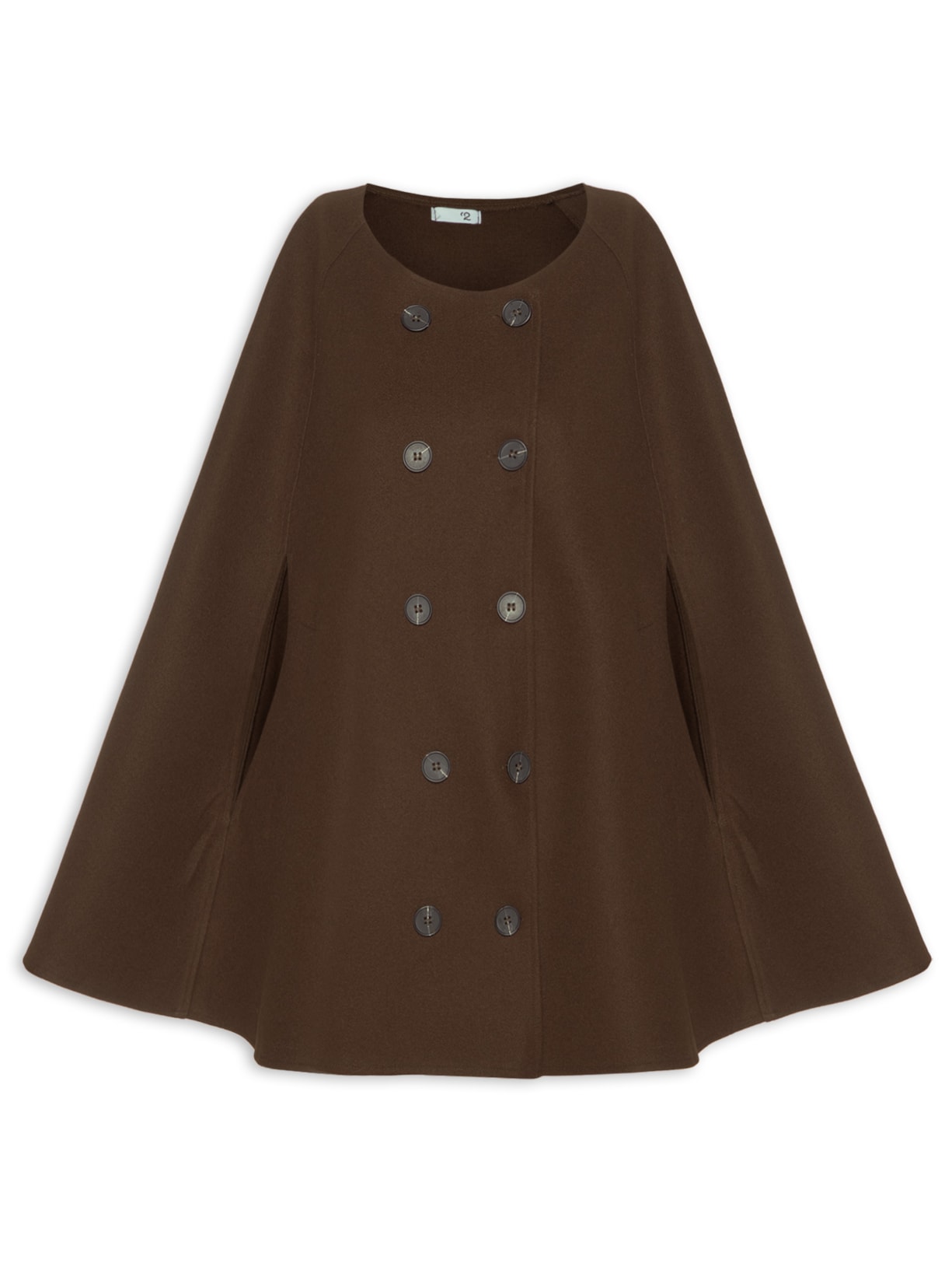 Poncho Feminino Amplo Com Botões Frontais - Marrom