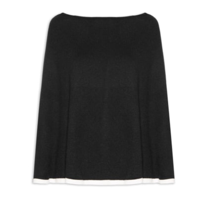 Poncho Feminino Bicolor - Preto