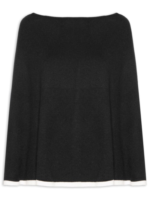 Poncho Feminino Bicolor - Preto