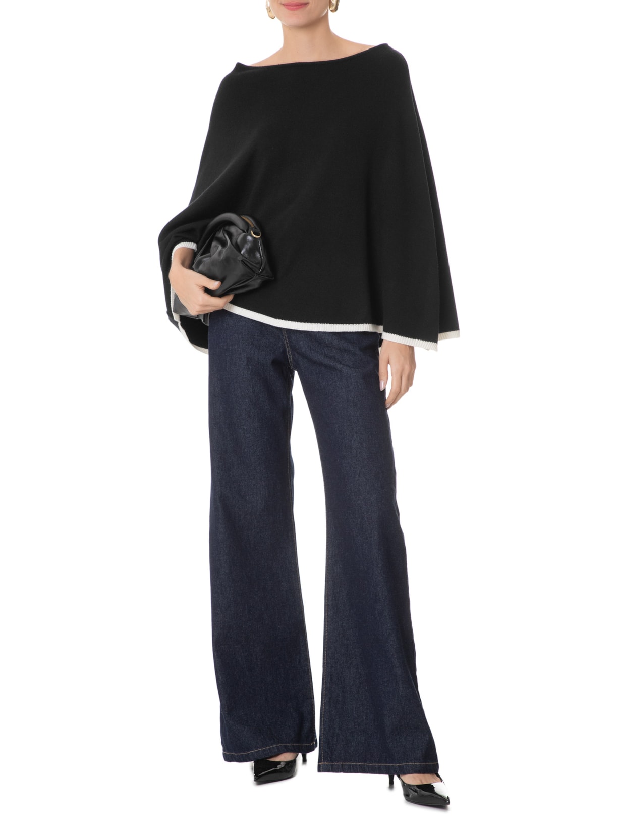 Poncho Feminino Bicolor Preto Iorane