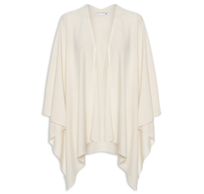 Poncho Feminino Blend De Lã E Cashmere - Off White