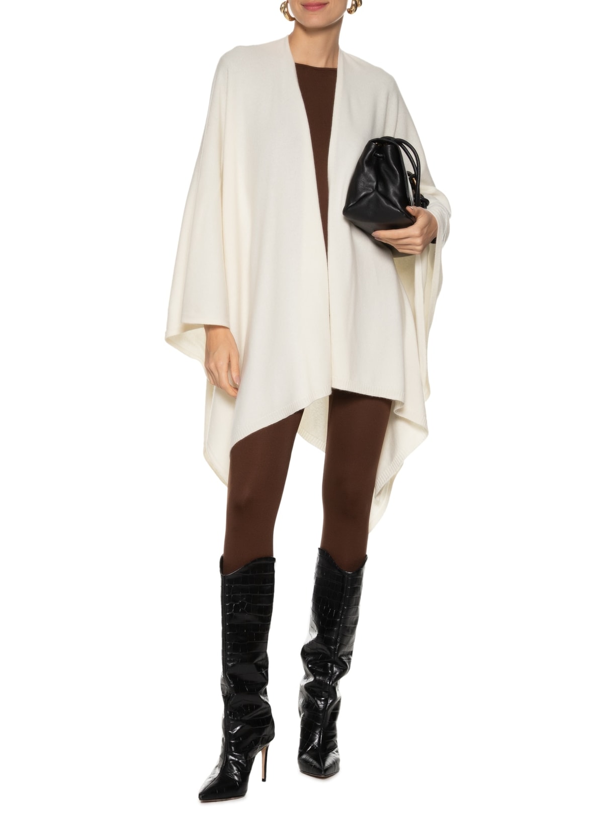 Poncho Feminino Blend De Lã E Cashmere Off White '2Essential