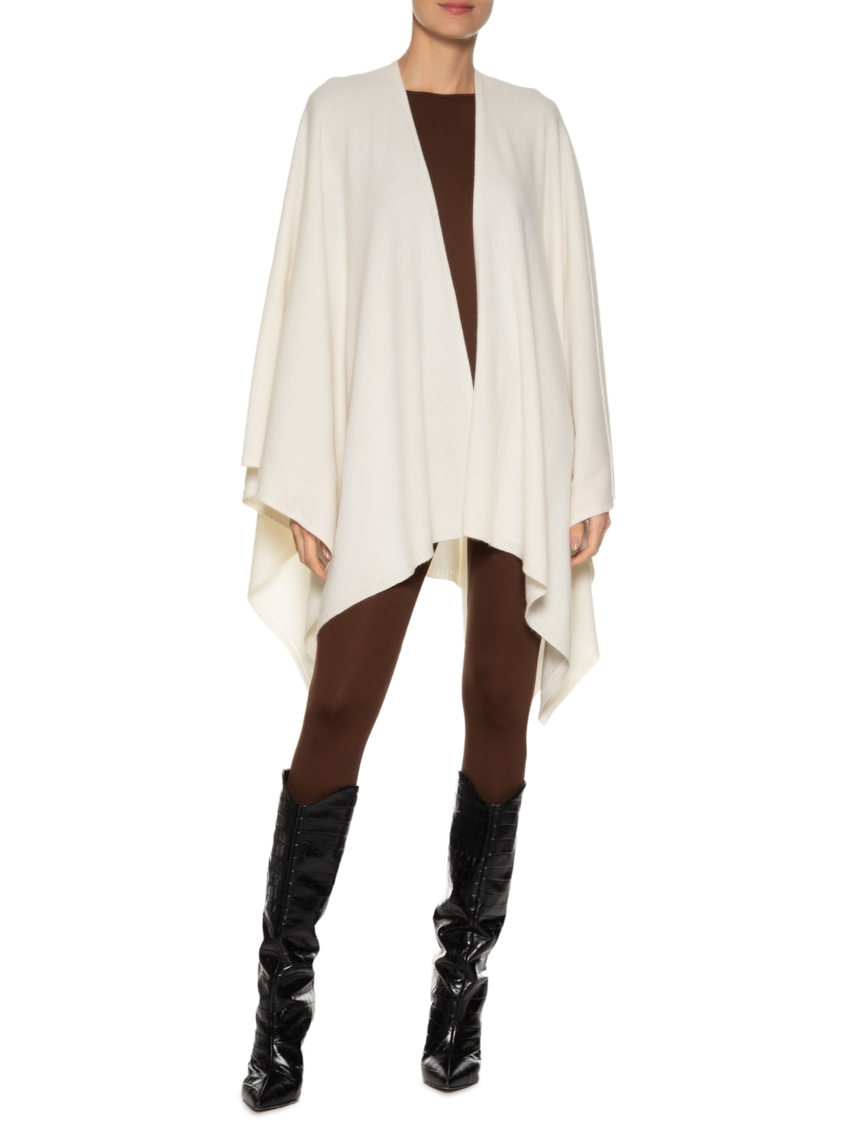 Poncho Feminino Blend De Lã E Cashmere Off White '2Essential