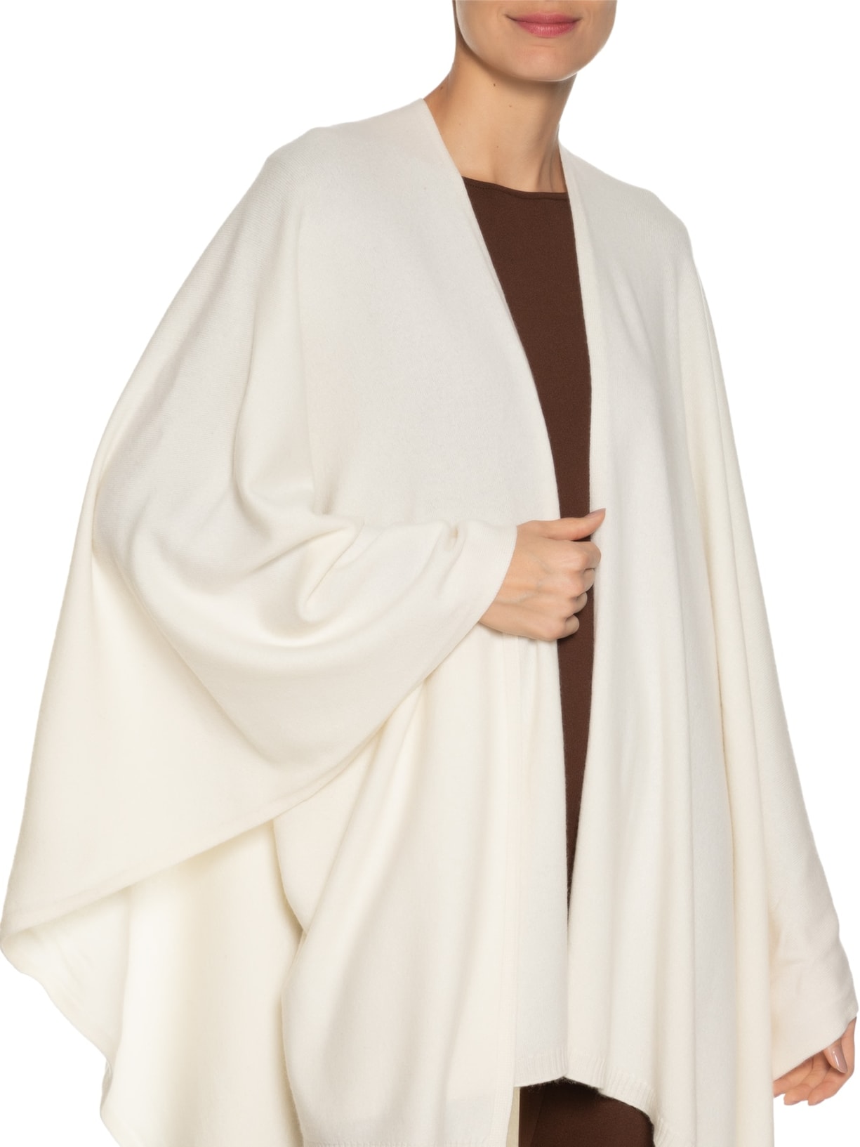 Poncho Feminino Blend De Lã E Cashmere Off White '2Essential