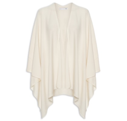 Poncho Feminino Blend De Lã E Cashmere - Off White