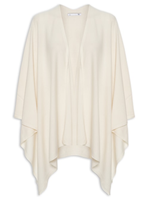 Poncho Feminino Blend De Lã E Cashmere - Off White
