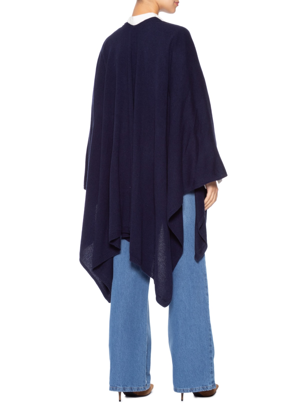 Poncho Feminino Com Blend De Lã E Cashmere Azul '2Essential