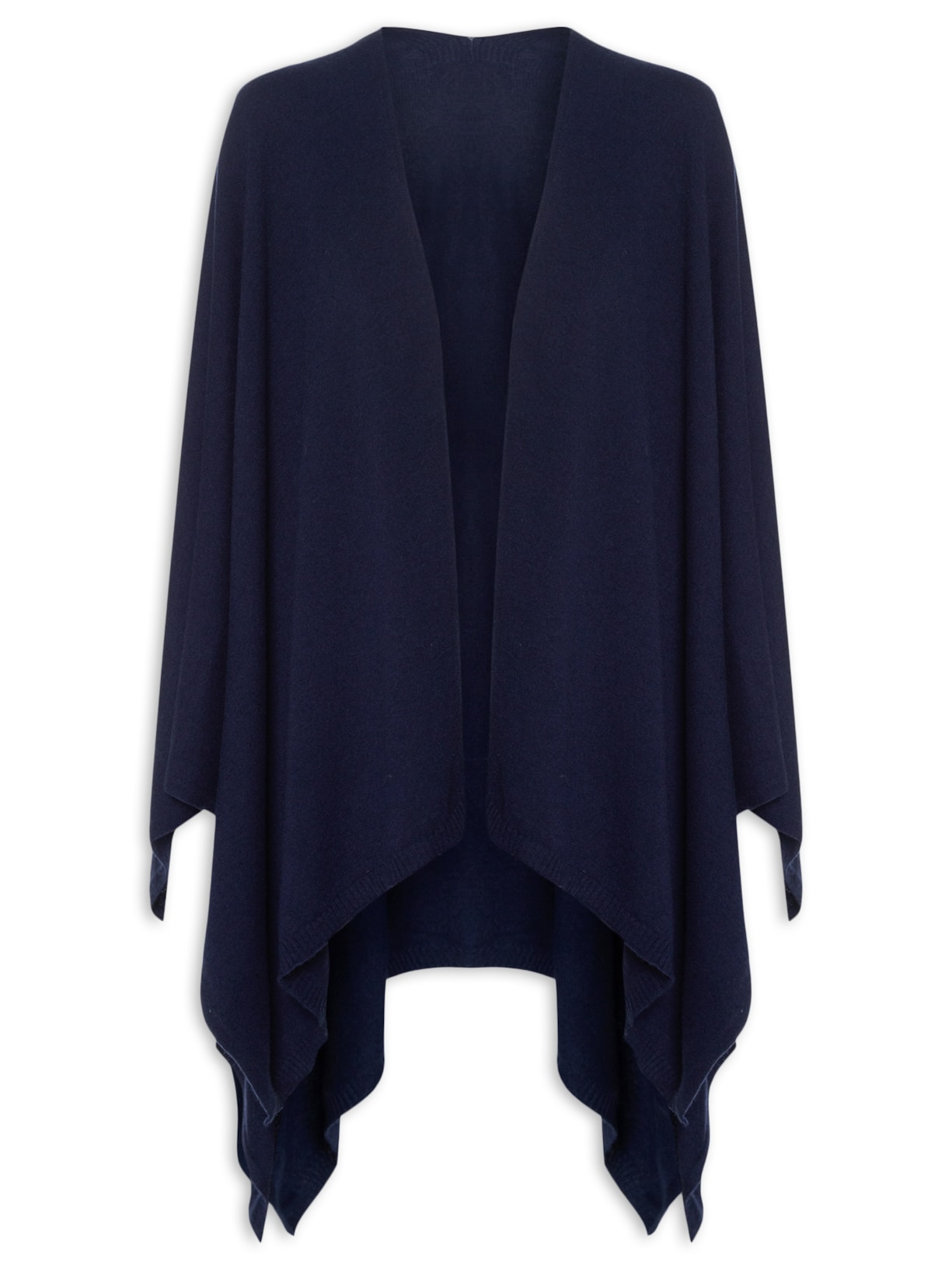 Poncho Feminino Com Blend De Lã E Cashmere Azul '2Essential