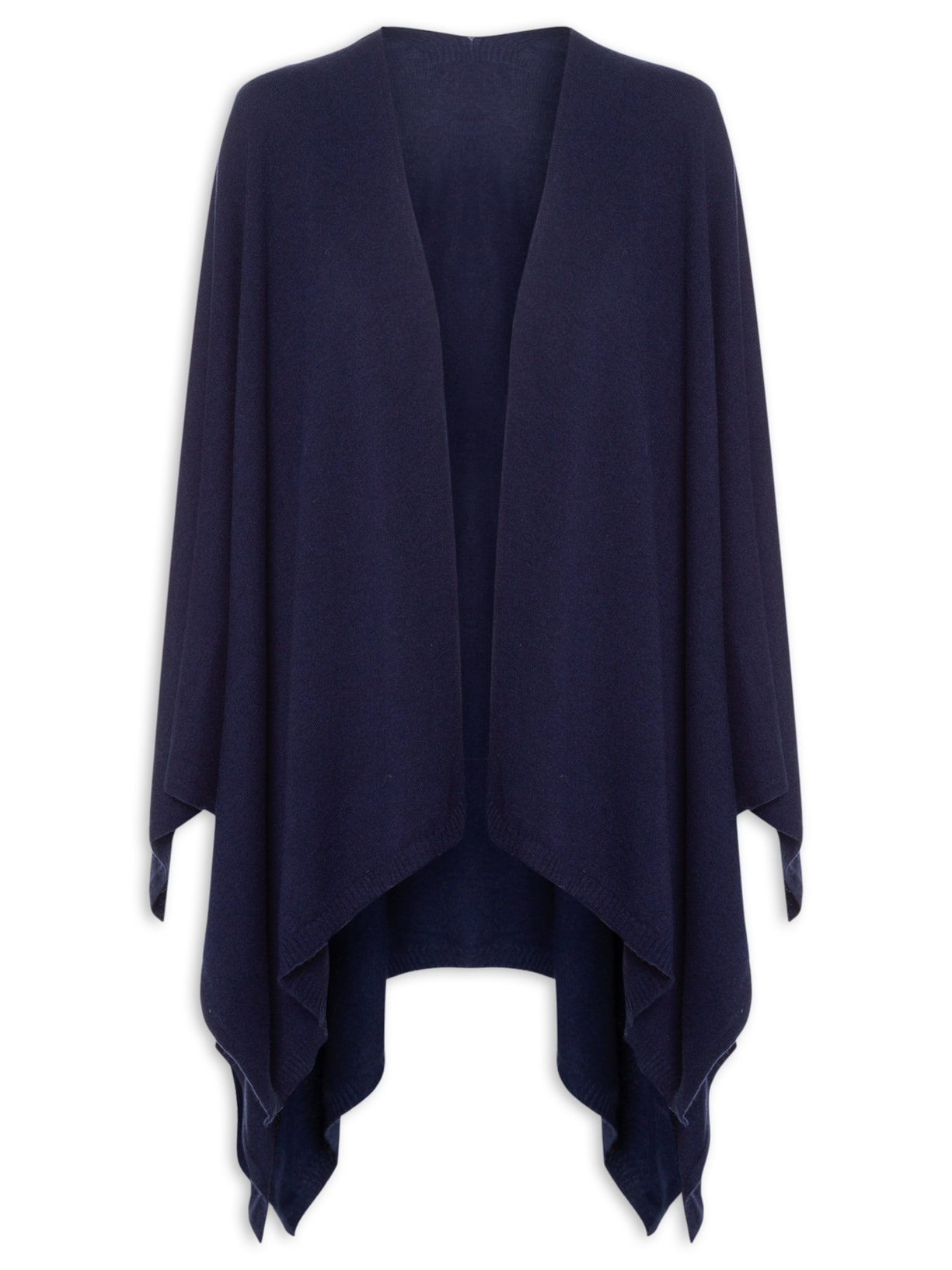 Poncho Feminino Com Blend De Lã E Cashmere - Azul