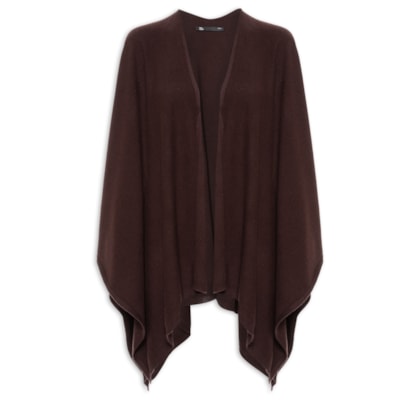 Poncho Feminino Com Blend De Lã E Cashmere - Marrom
