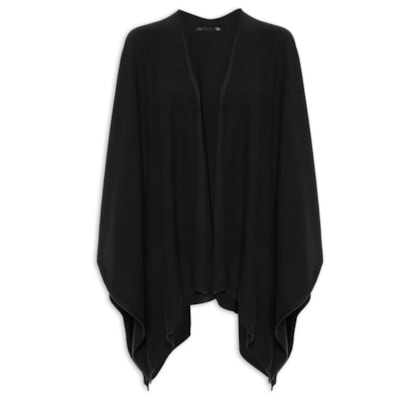 Poncho Feminino Com Blend De Lã E Cashmere - Preto