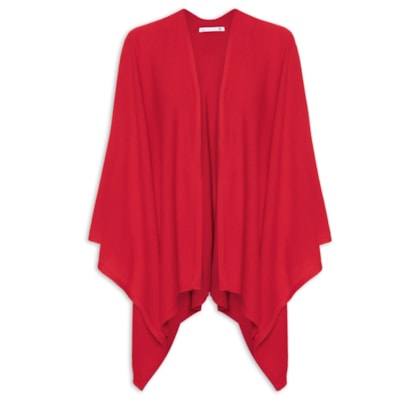 Poncho Feminino Com Blend De Lã E Cashmere - Vermelho