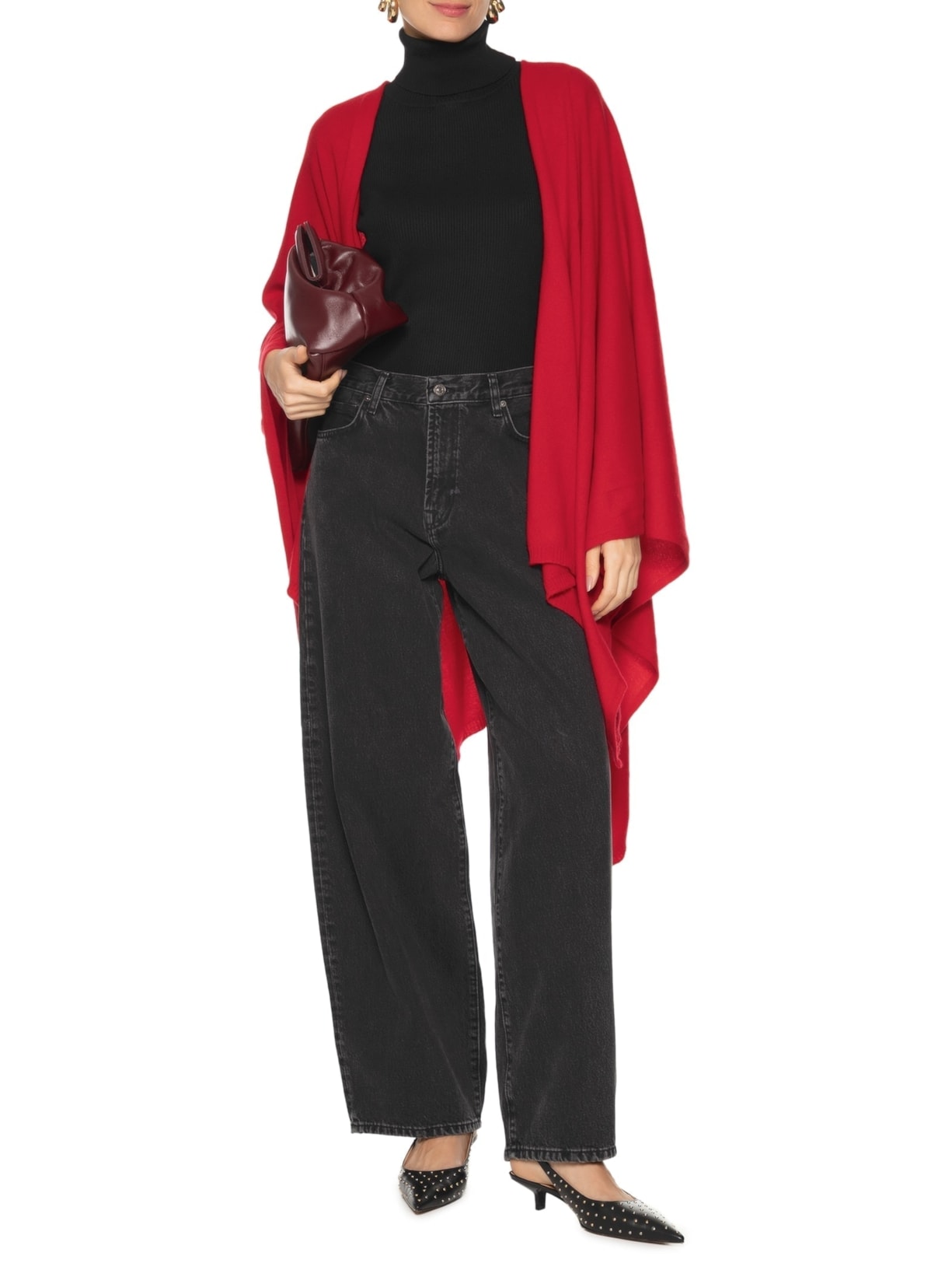 Poncho Feminino Com Blend De Lã E Cashmere Vermelho '2Essential