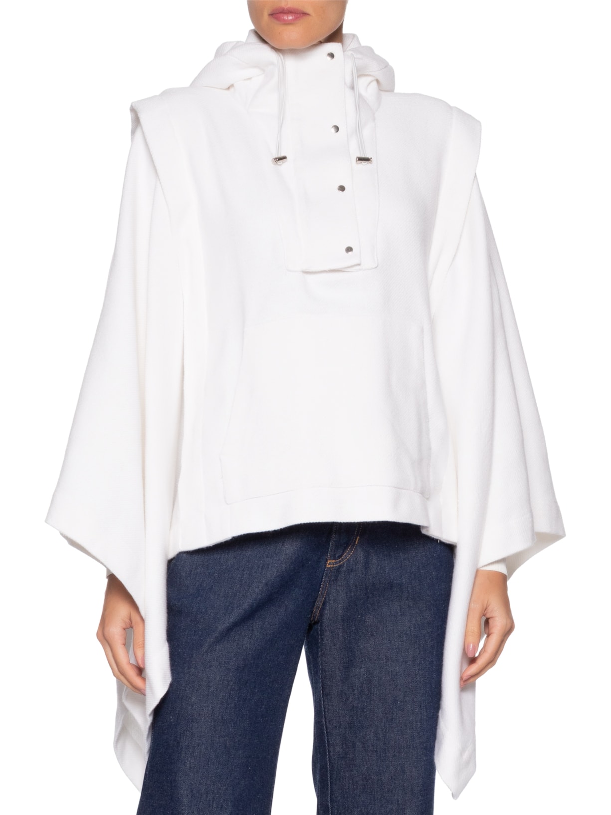 Poncho Feminino Gola Dupla Branco Andrea Marques
