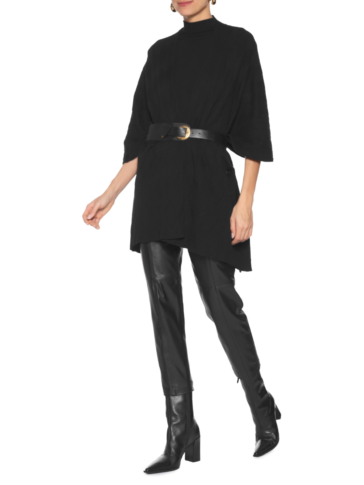 Poncho Feminino Jacque Preto Carol Bassi