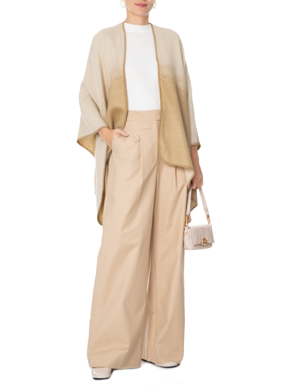 Poncho Feminino Madeleine Bege Le Lis