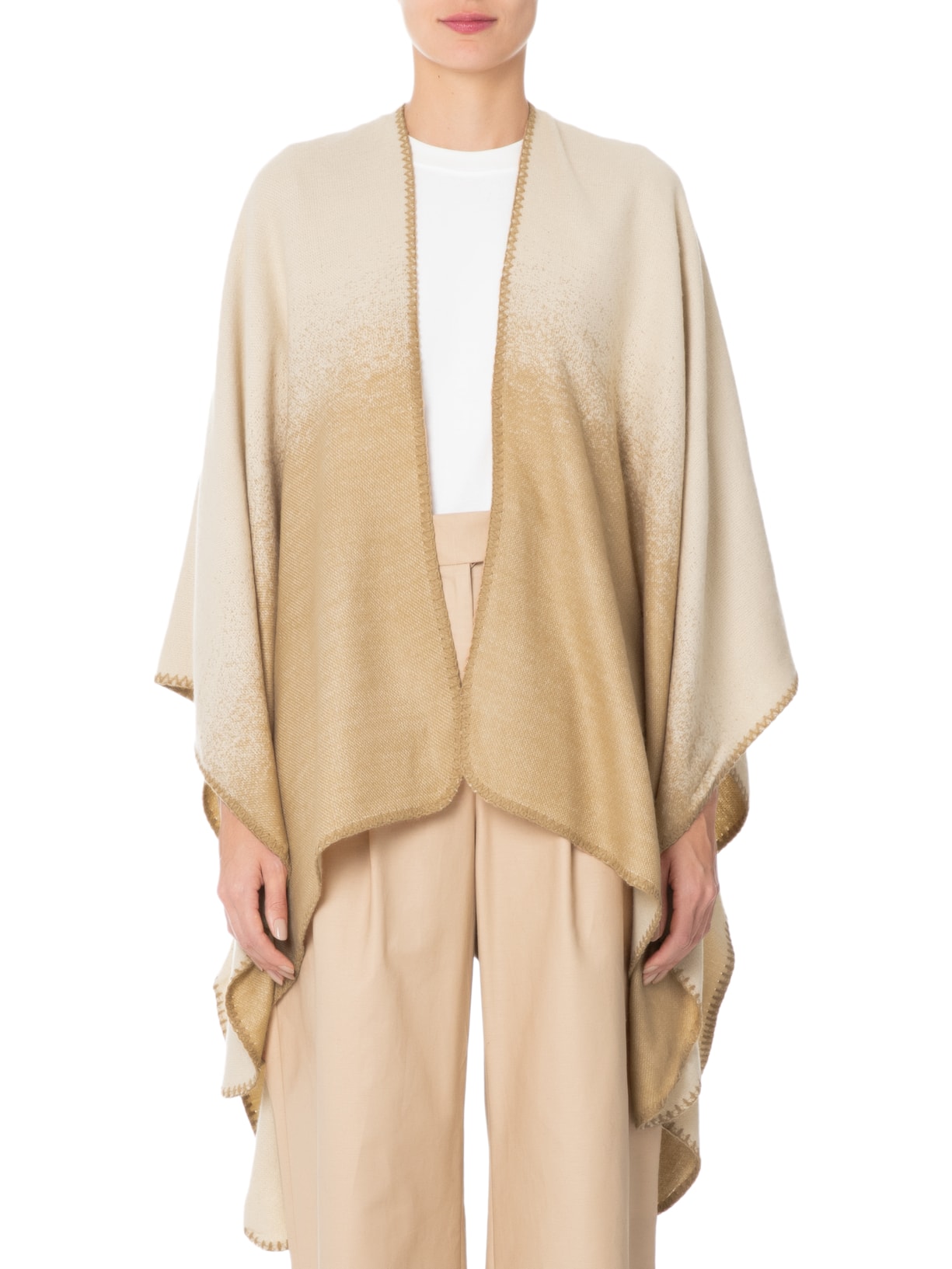 Poncho Feminino Madeleine Bege Le Lis