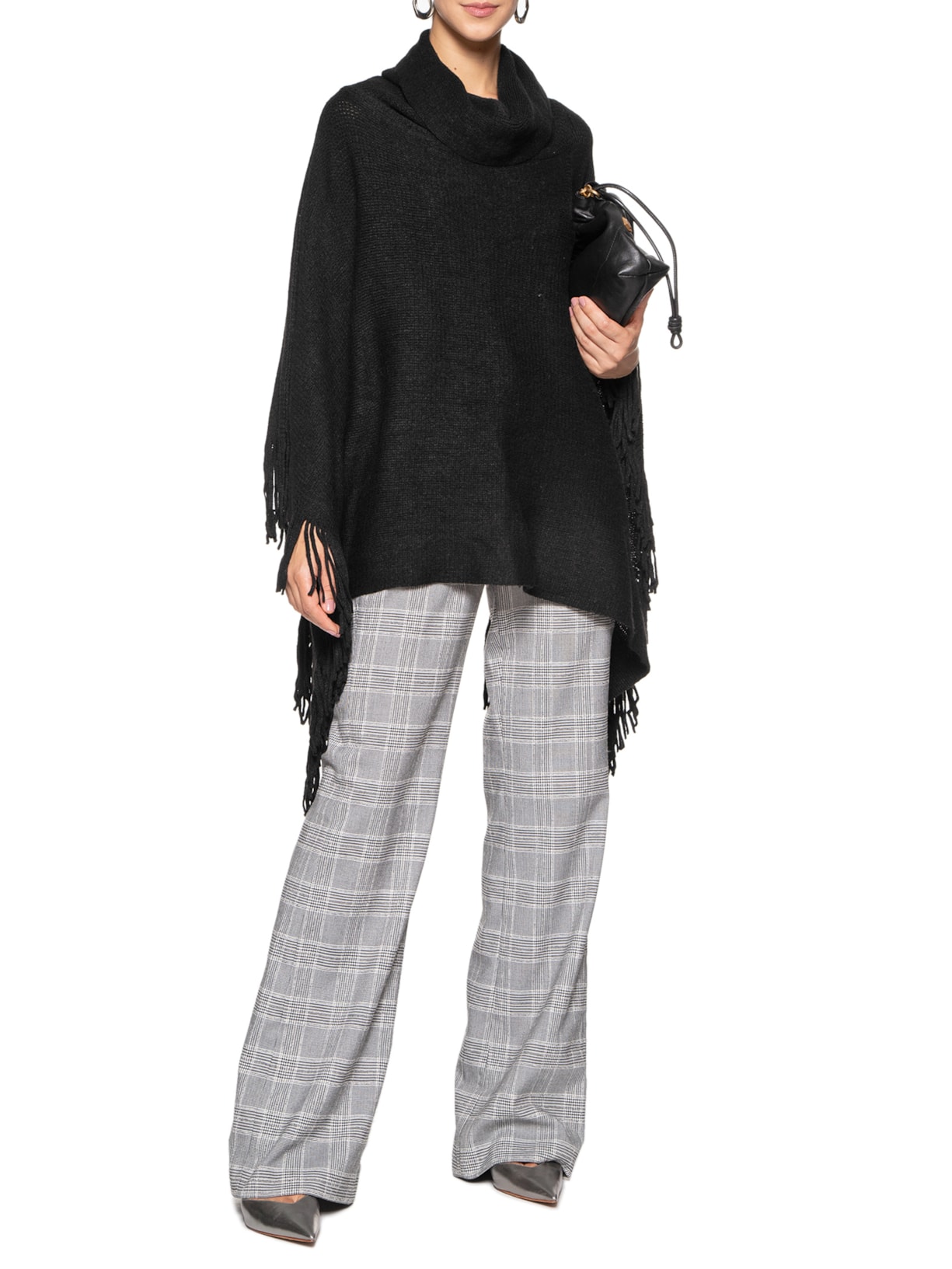 Poncho Feminino Monica Black Preto  Le Lis
