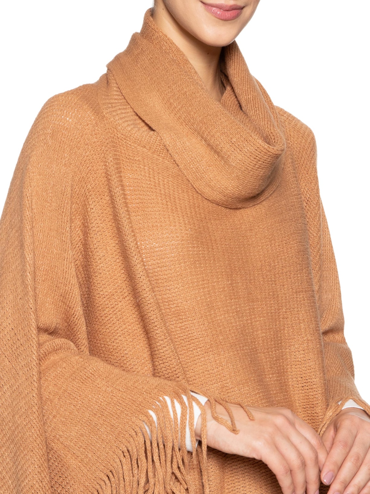 Poncho Feminino Monica Caramelo Marrom Le Lis