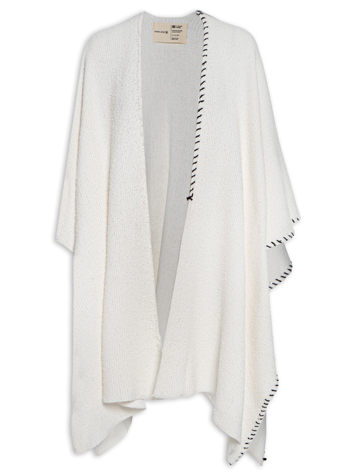 Poncho Feminino Tricot Bouclet Pespontos - Off White