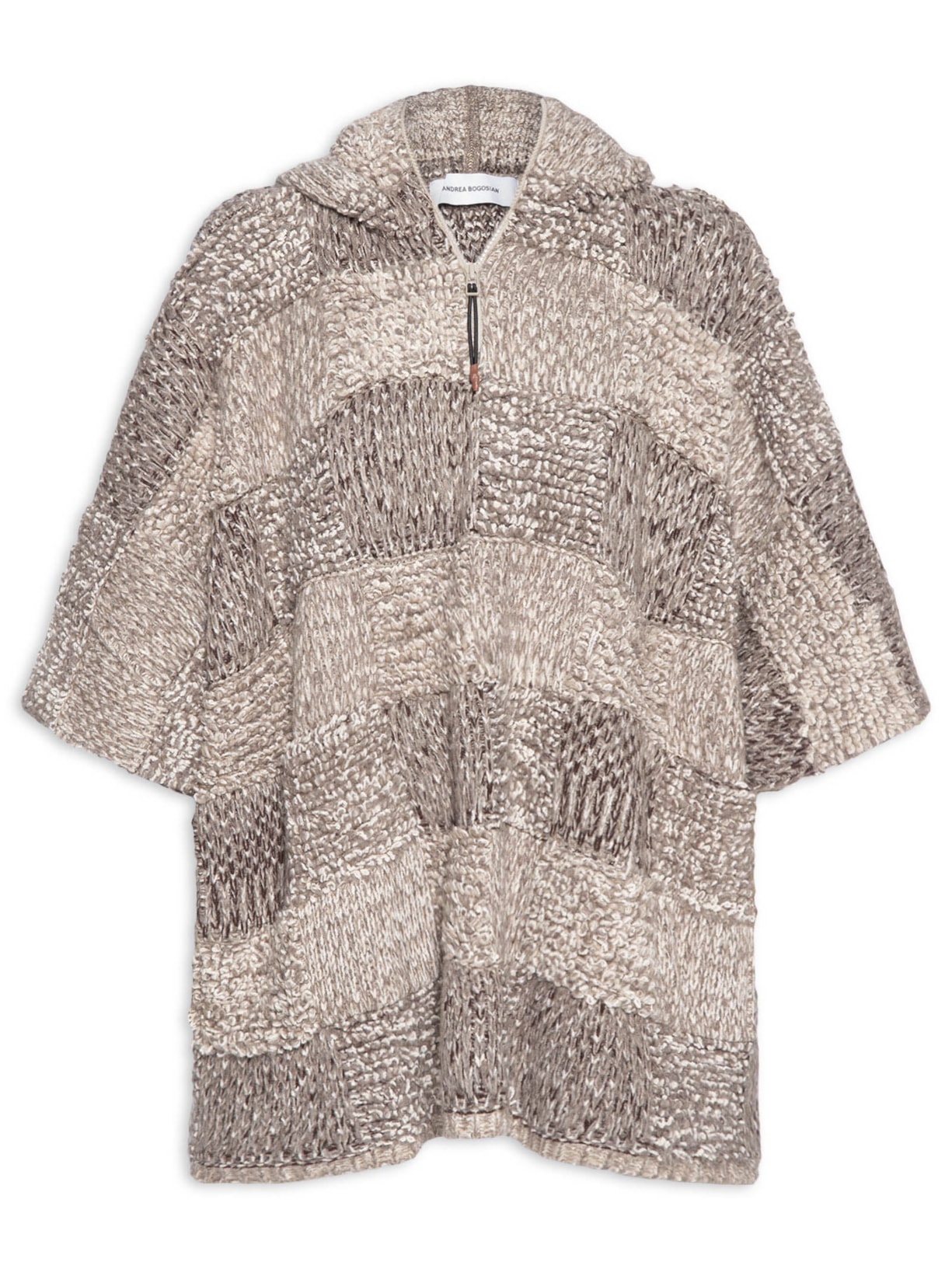 Poncho Feminino Tricot Listat Cinza Andrea Bogosian