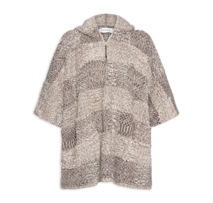 Poncho Feminino Tricot Listat - Cinza
