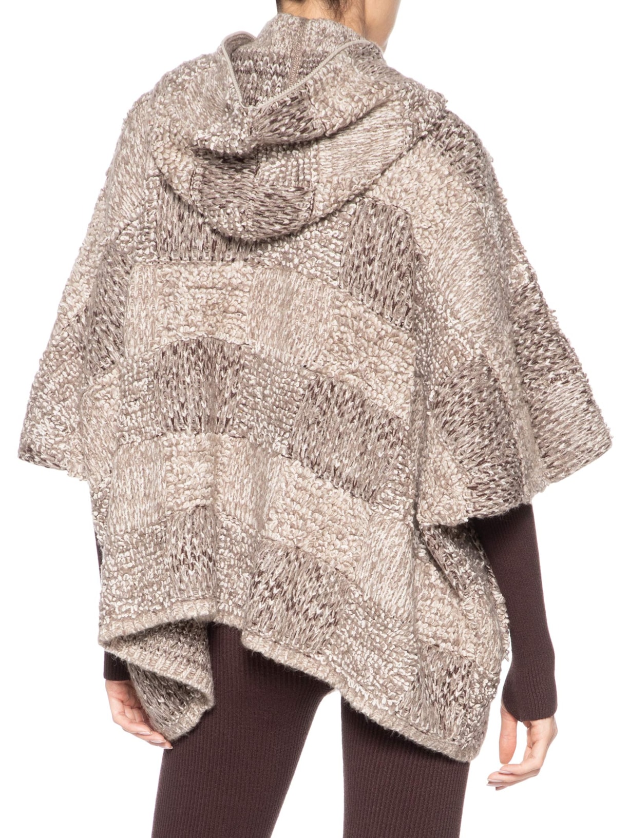 Poncho Feminino Tricot Listat Cinza Andrea Bogosian