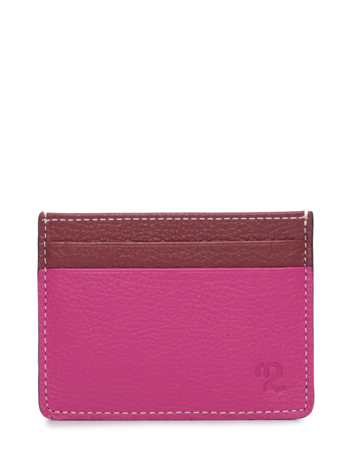 Porta Cartão Feminino Bicolor Em Couro - Rosa