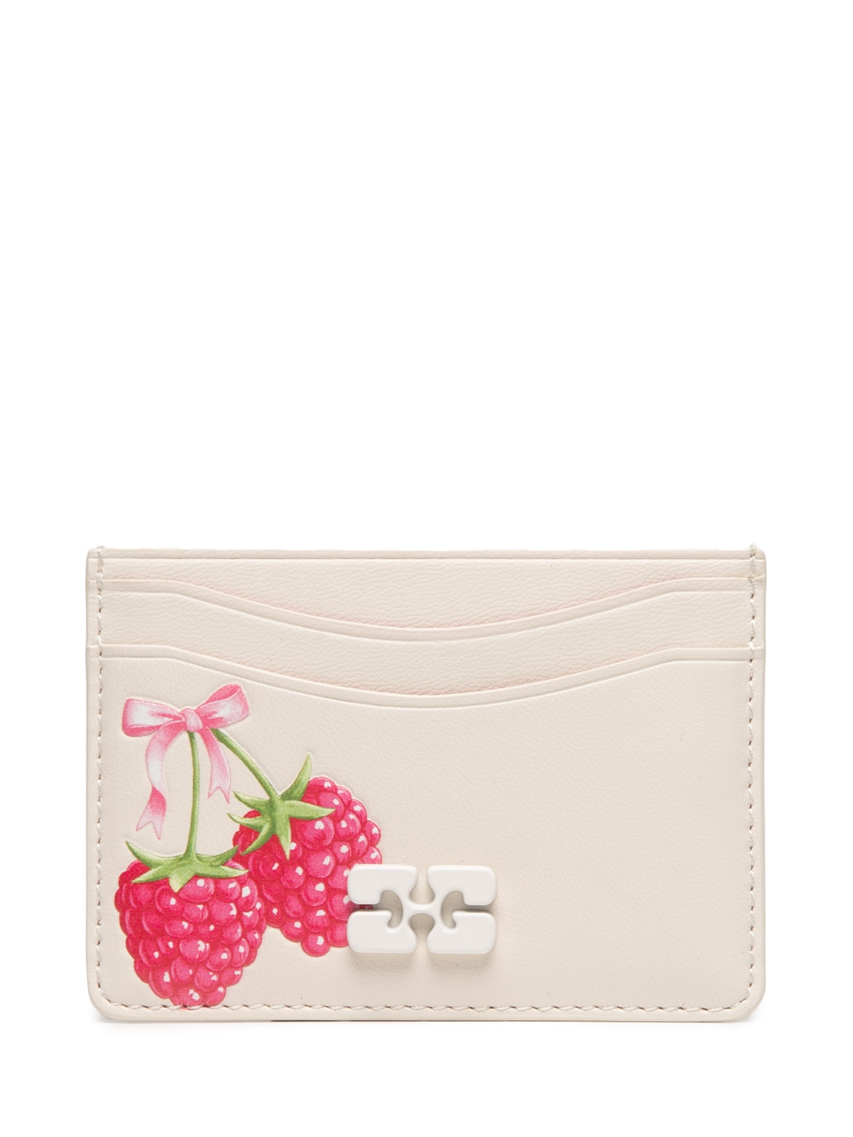 Porta-Cartão Feminino Bou With Flap Raspberry Print Off White Ganni