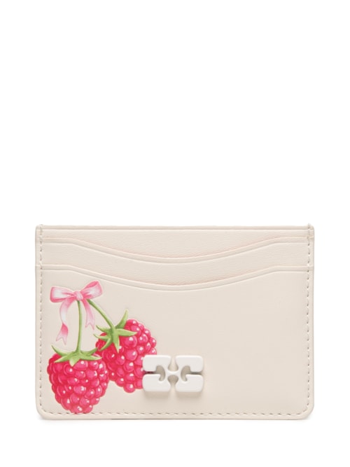 Porta-Cartão Feminino Bou With Flap Raspberry Print - Off White