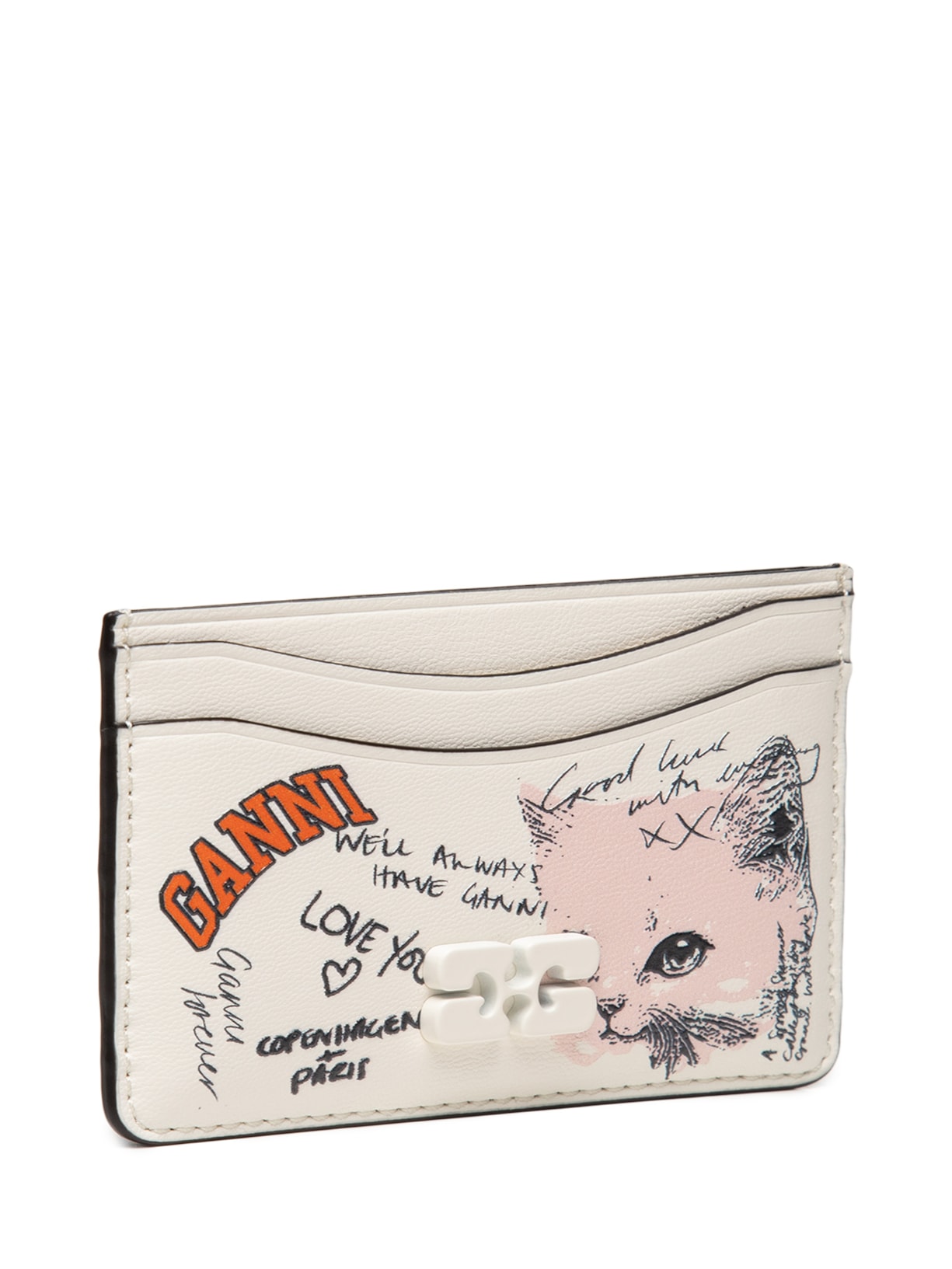Porta-Cartão Feminino Cat Signature Off White Ganni