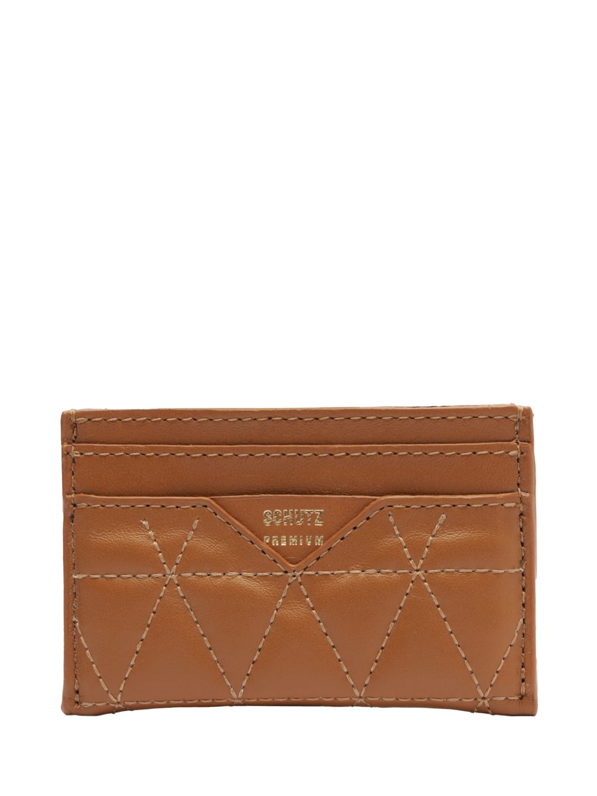 Porta Cartões Feminino 944 Matelassê Couro - Marrom