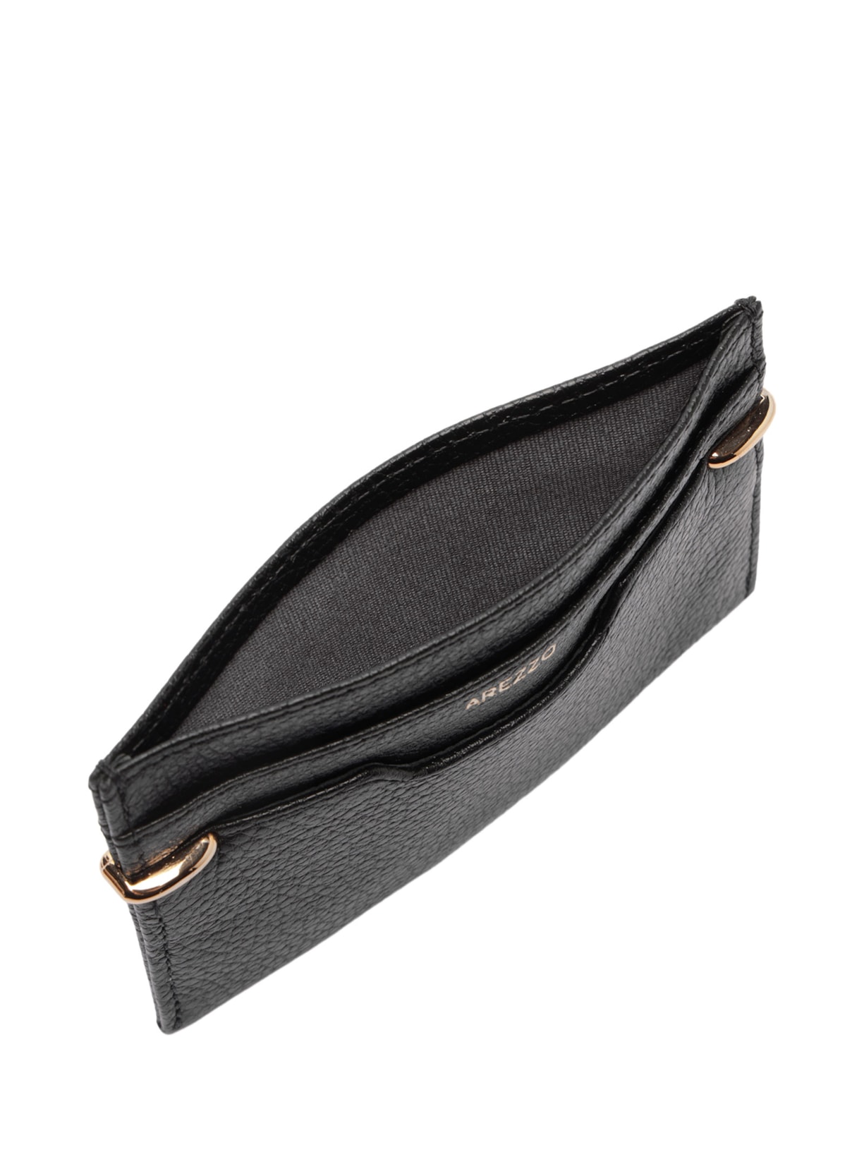 Porta-Cartões Feminino Couro Metais Preto Arezzo