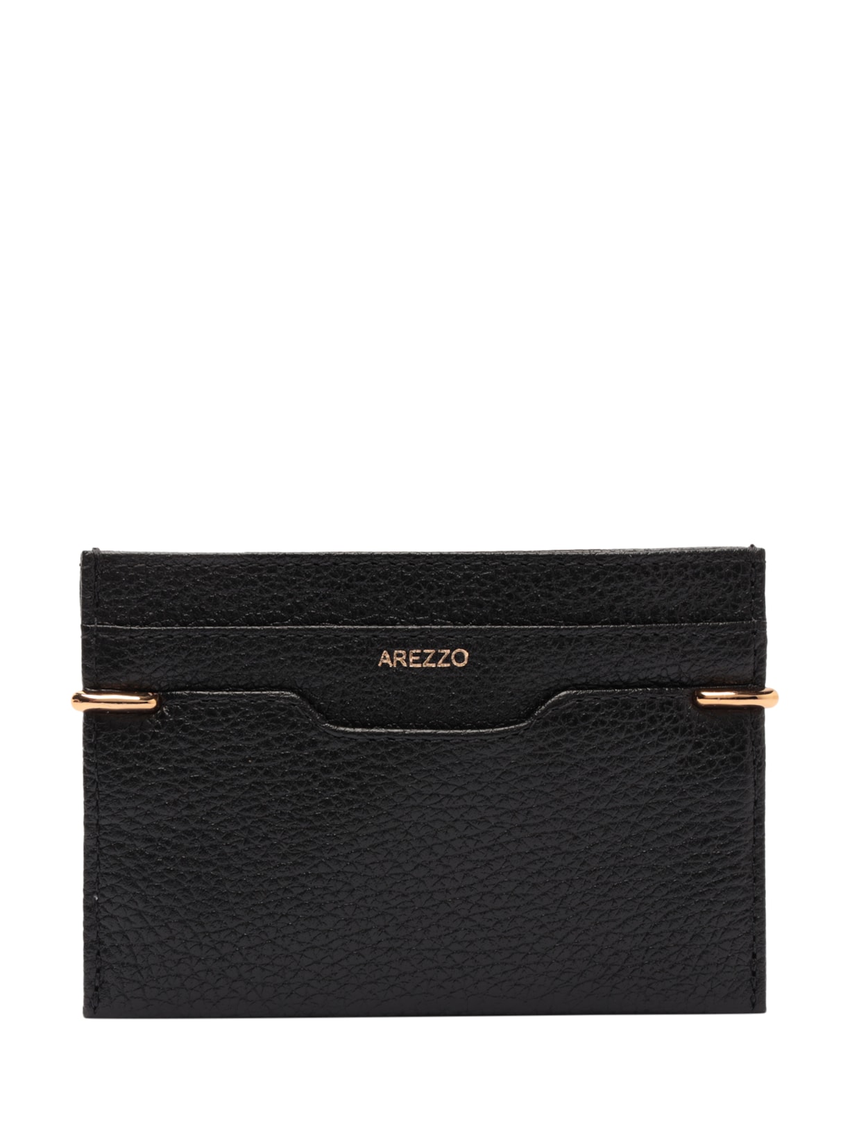 Porta-Cartões Feminino Couro Metais - Preto